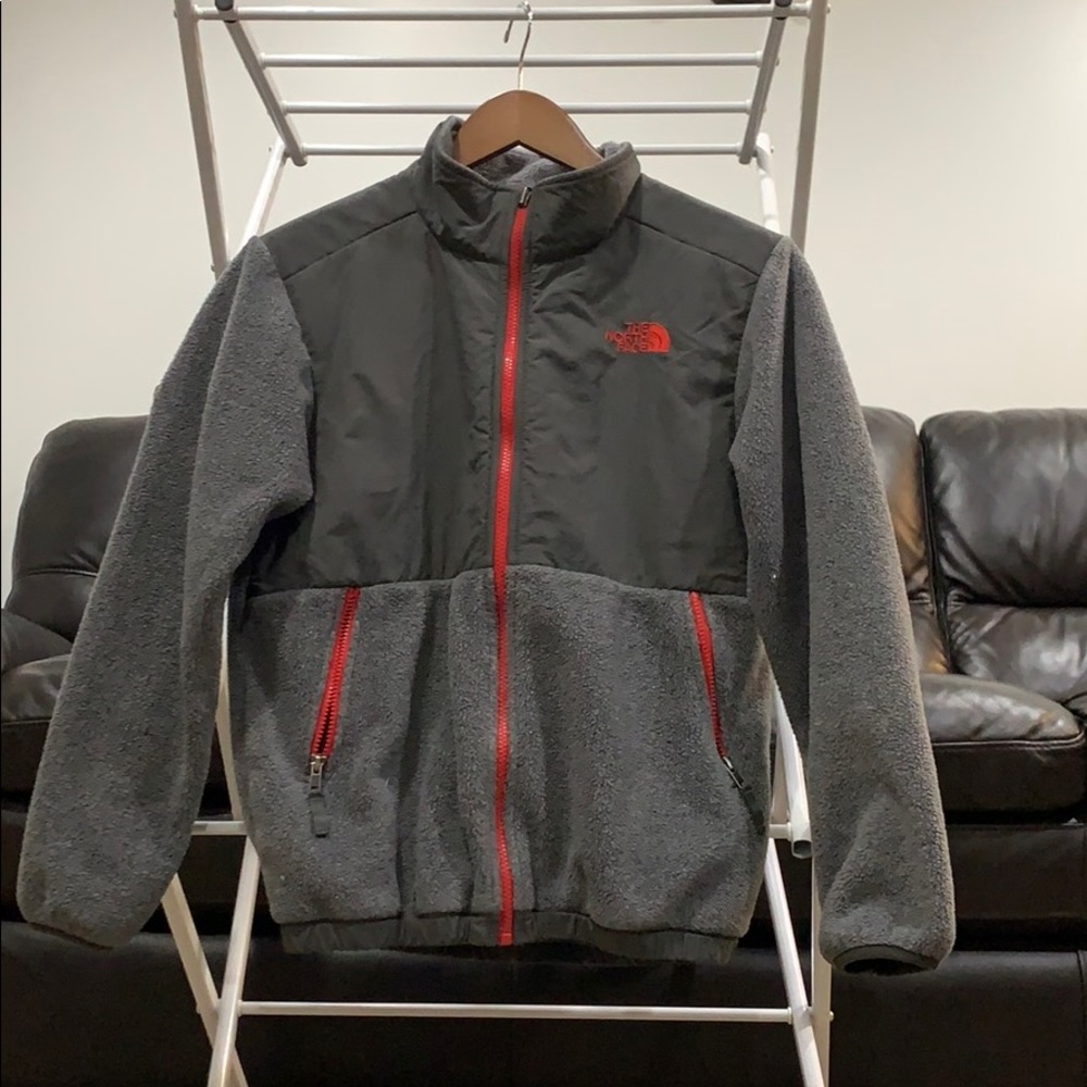 Dark gray/ red north face